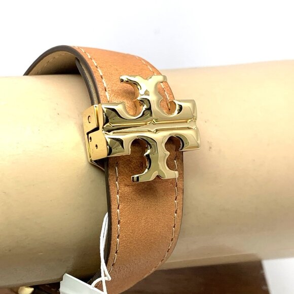 Tory Burch Women's Watch TBW1068 Tank Cream Dial Gold Quartz Brown Leather Band - Picture 10 of 14